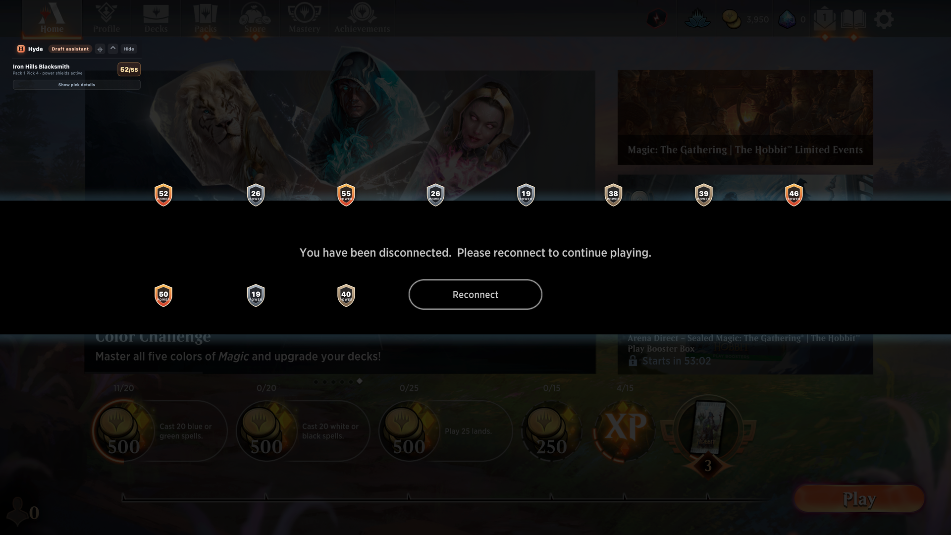 Hyde deck tracker overlay over an MTG Arena match
